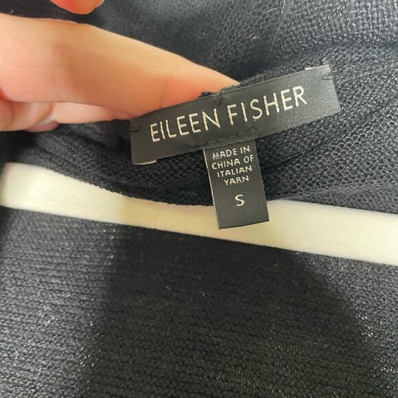 Eileen Fisher Black Cardigan Sweater womens size small lightweight open front - Picture 2 of 5